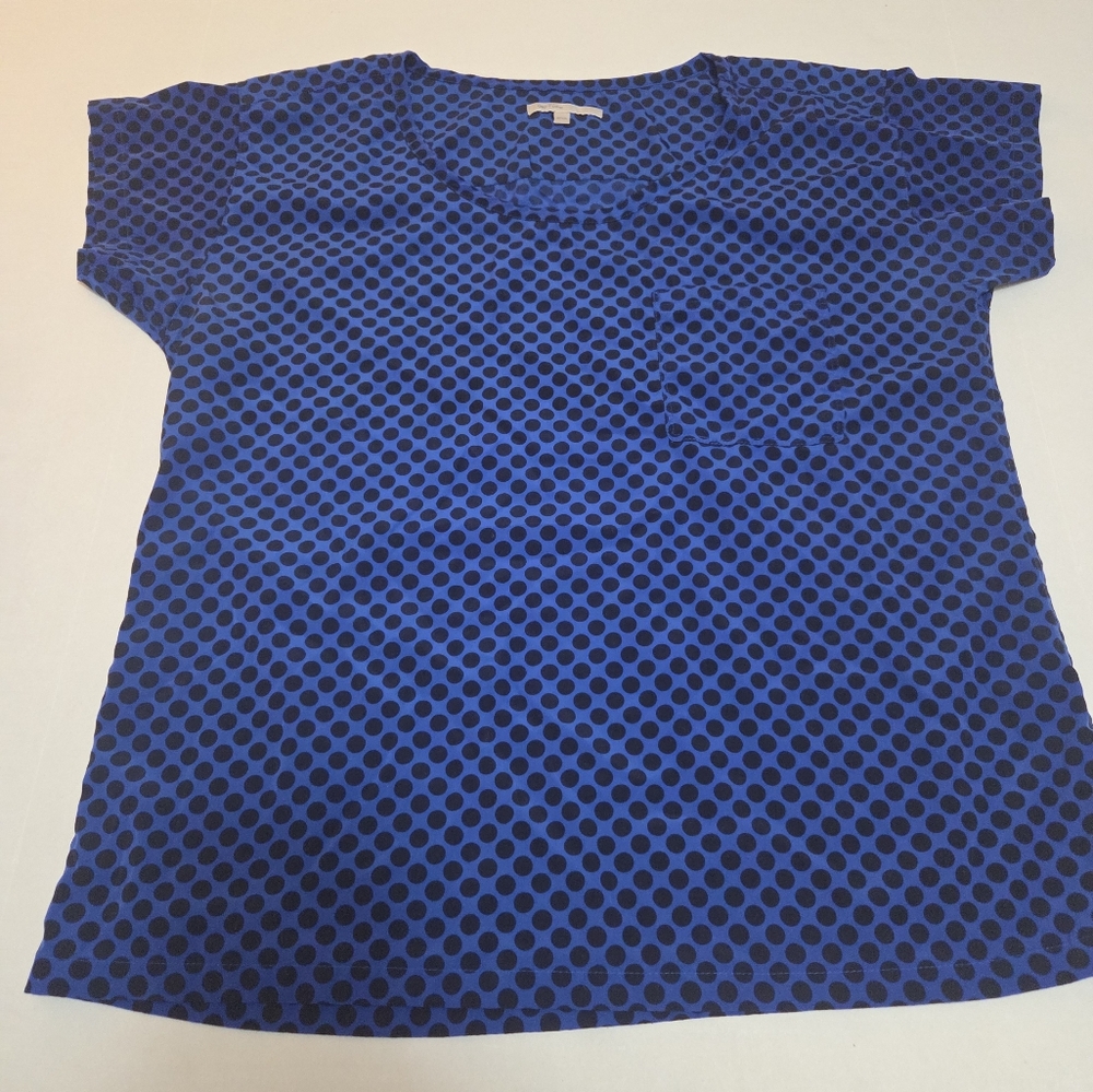 GAP Womens Blue And Black Polka Dot Blouse EUC L